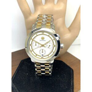 Tory Burch Women's Watch TBW1052 Quartz Chronograph Cream Dial Two Tone Steel